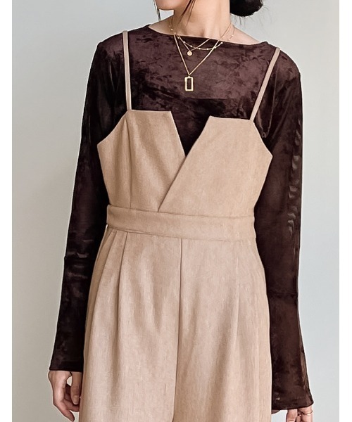 [低身長/高身長サイズ有]微起毛ツイルカッティングデザインオールインワン（つなぎ/オールインワン）｜Re:EDIT（リエディ）