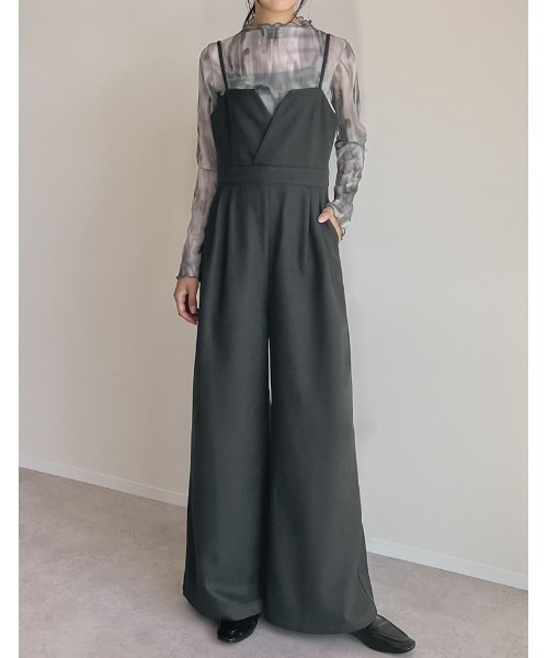 [低身長/高身長サイズ有]微起毛ツイルカッティングデザインオールインワン（つなぎ/オールインワン）｜Re:EDIT（リエディ）