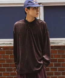 プリントベロアポロシャツ