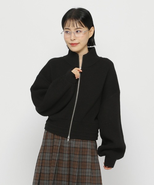 ALAND(エーランド)の「【UNISEX】ALAND/ZIPニットブルゾン(ブルゾン・レディース・ブラック/カーキ・SMALL/LARGE)」の6枚目の写真