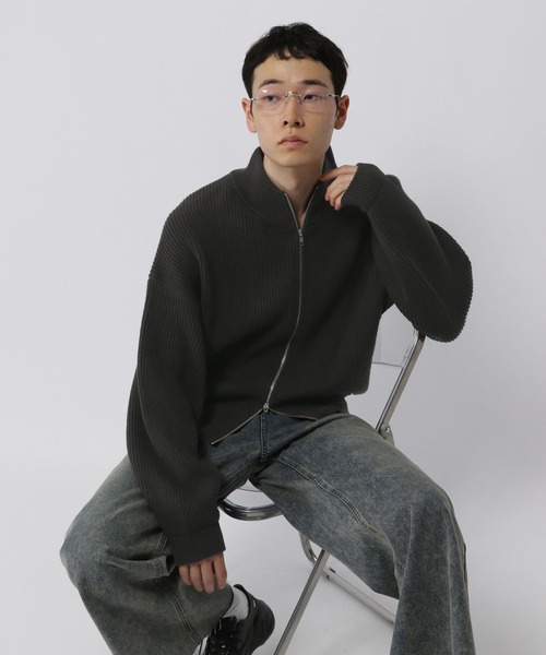 ALAND(エーランド)の「【UNISEX】ALAND/ZIPニットブルゾン(ブルゾン・レディース・ブラック/カーキ・SMALL/LARGE)」の12枚目の写真