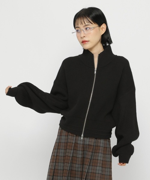 eLLaブラック ニットブルゾン セール】【UNISEX】ALAND／ZIPニットブルゾン（ブルゾン）｜ALAND