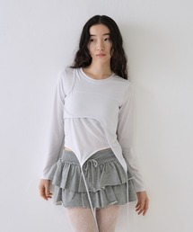 レイヤード ストリングデザイン トップス カットソー