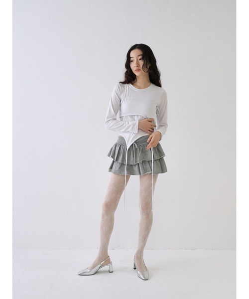 Uenui(ウニュイ)の「レイヤード ストリングデザイン トップス カットソー(その他トップス・レディース・ブラック/ホワイト/グレー・FREE)」の10枚目の写真