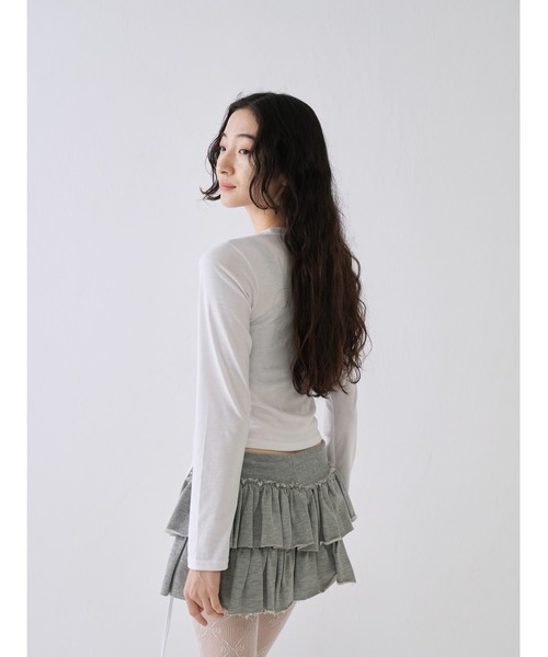 Uenui(ウニュイ)の「レイヤード ストリングデザイン トップス カットソー(その他トップス・レディース・ブラック/ホワイト/グレー・FREE)」の5枚目の写真
