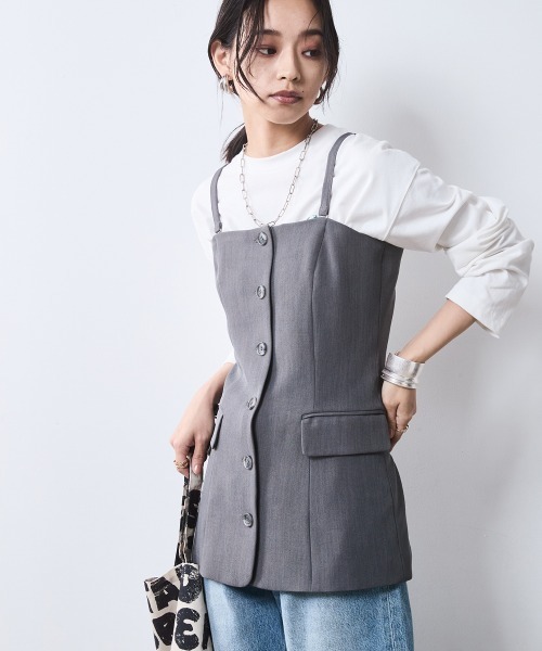 CHIC STYLE(シックスタイル)の「キャミソールビスチェ <大きいサイズ有>シックスタイル(キャミソール・レディース・ブラック/グレー・M/L/LL/3L/4L/5L)」の22枚目の写真