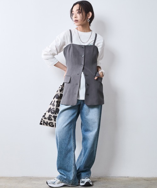 CHIC STYLE(シックスタイル)の「キャミソールビスチェ <大きいサイズ有>シックスタイル(キャミソール・レディース・ブラック/グレー・M/L/LL/3L/4L/5L)」の3枚目の写真