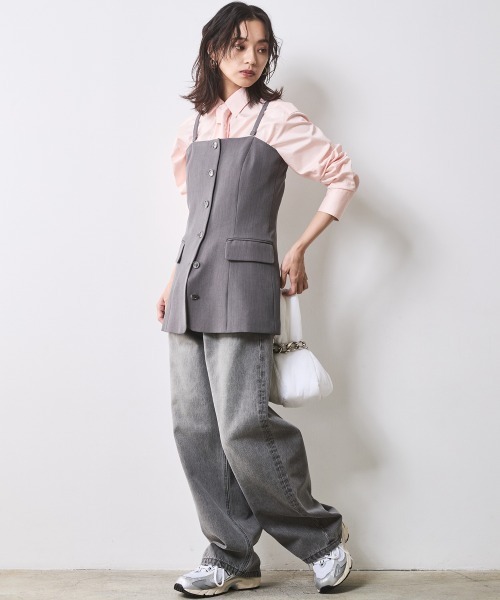 CHIC STYLE(シックスタイル)の「キャミソールビスチェ <大きいサイズ有>シックスタイル(キャミソール・レディース・ブラック/グレー・M/L/LL/3L/4L/5L)」の9枚目の写真