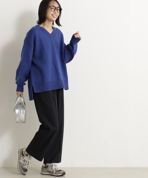 FOUND GOOD（ファウンドグッド）の「ザックリVネックチュニック（ニット/セーター・レディース・グリーン系5/アイボリー/ブラック/ブルー系5/グレー系5/レッド系5・S/M/L）」の6枚目の写真