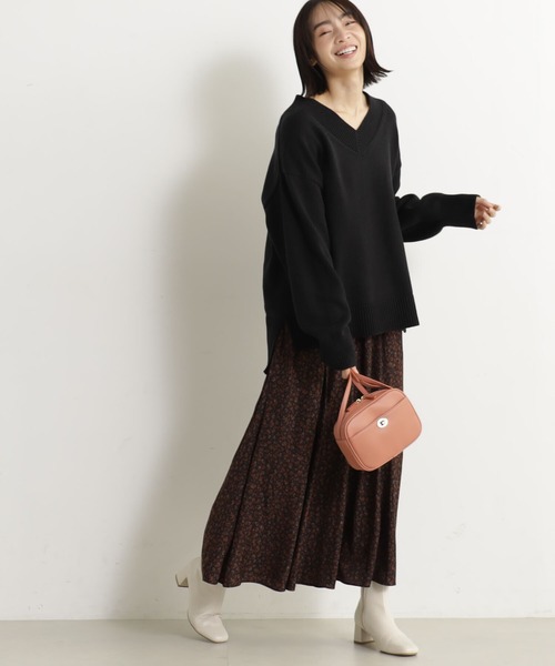 FOUND GOOD（ファウンドグッド）の「ザックリVネックチュニック（ニット/セーター・レディース・グリーン系5/アイボリー/ブラック/ブルー系5/グレー系5/レッド系5・S/M/L）」の17枚目の写真