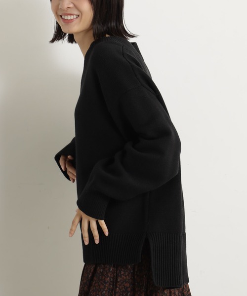 FOUND GOOD（ファウンドグッド）の「ザックリVネックチュニック（ニット/セーター・レディース・グリーン系5/アイボリー/ブラック/ブルー系5/グレー系5/レッド系5・S/M/L）」の19枚目の写真