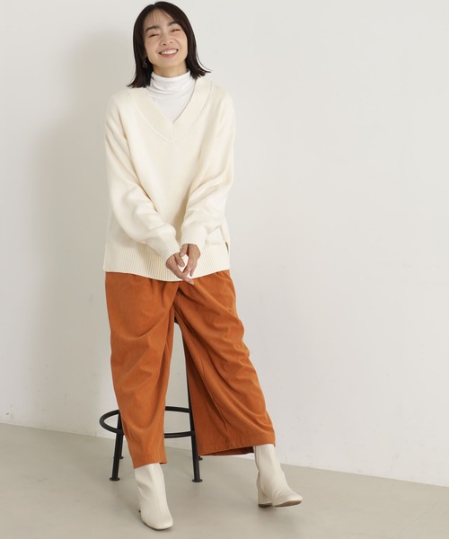 FOUND GOOD（ファウンドグッド）の「ザックリVネックチュニック（ニット/セーター・レディース・グリーン系5/アイボリー/ブラック/ブルー系5/グレー系5/レッド系5・S/M/L）」の15枚目の写真