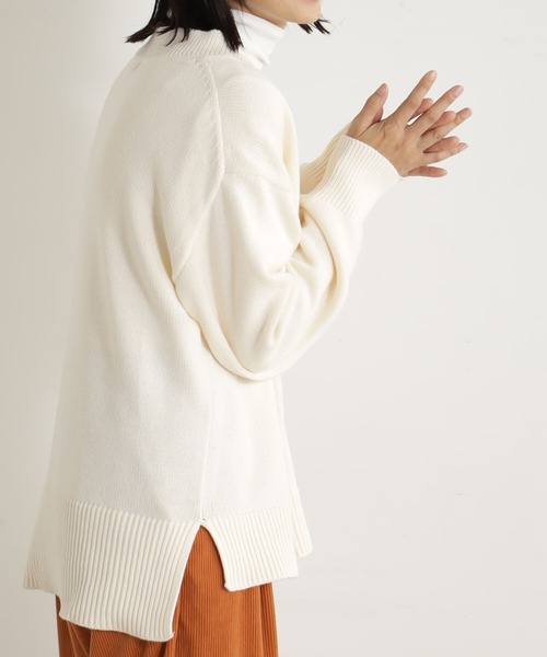 FOUND GOOD（ファウンドグッド）の「ザックリVネックチュニック（ニット/セーター・レディース・グリーン系5/アイボリー/ブラック/ブルー系5/グレー系5/レッド系5・S/M/L）」の7枚目の写真