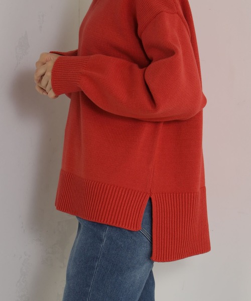 FOUND GOOD（ファウンドグッド）の「ザックリVネックチュニック（ニット/セーター・レディース・グリーン系5/アイボリー/ブラック/ブルー系5/グレー系5/レッド系5・S/M/L）」の21枚目の写真