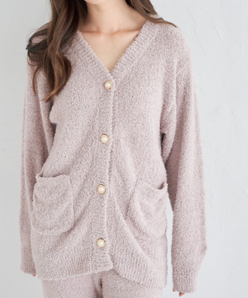 tocco closetロゴ刺繍入りパール釦モールニットカーディガン（ルームウェア/パジャマ）｜tocco closet（トッコ クローゼット）