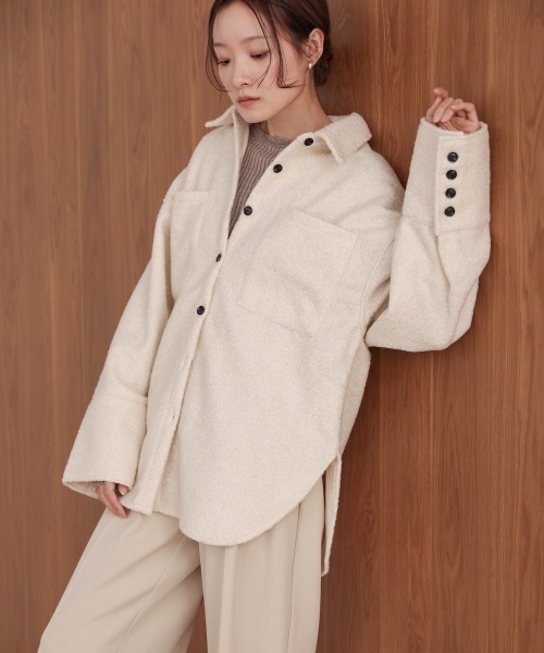 Bab（バブ）の「ループツイードシャツジャケット（その他アウター・レディース・アイボリー/ブラウン・FREE）」の16枚目の写真