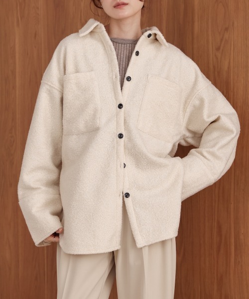 Bab（バブ）の「ループツイードシャツジャケット（その他アウター・レディース・アイボリー/ブラウン・FREE）」の17枚目の写真