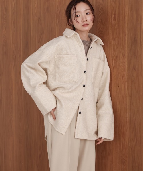 Bab（バブ）の「ループツイードシャツジャケット（その他アウター・レディース・アイボリー/ブラウン・FREE）」の19枚目の写真
