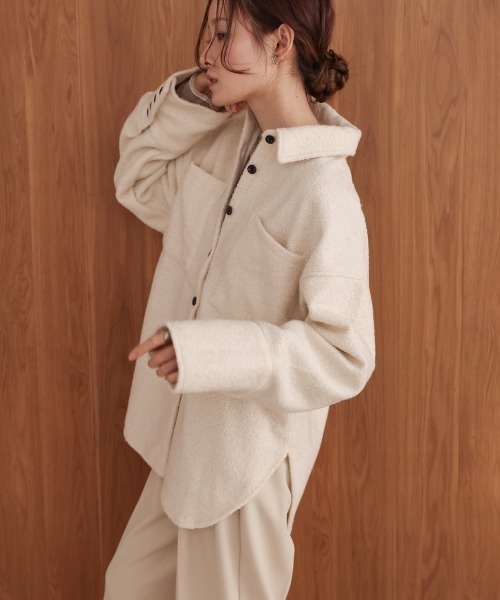 Bab（バブ）の「ループツイードシャツジャケット（その他アウター・レディース・アイボリー/ブラウン・FREE）」の20枚目の写真
