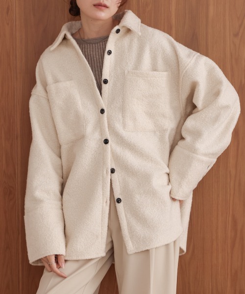 Bab（バブ）の「ループツイードシャツジャケット（その他アウター・レディース・アイボリー/ブラウン・FREE）」の22枚目の写真