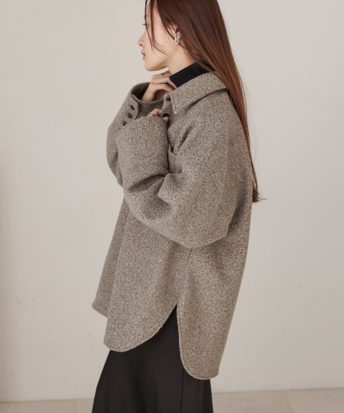 Bab（バブ）の「ループツイードシャツジャケット（その他アウター・レディース・アイボリー/ブラウン・FREE）」の5枚目の写真
