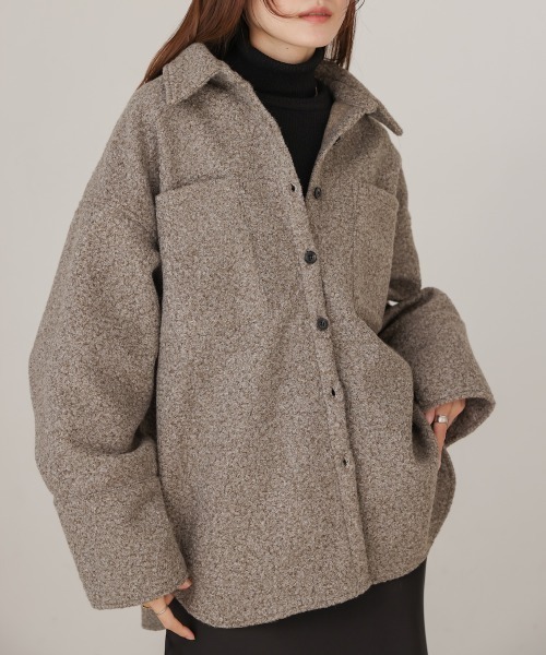 Bab（バブ）の「ループツイードシャツジャケット（その他アウター・レディース・アイボリー/ブラウン・FREE）」の7枚目の写真