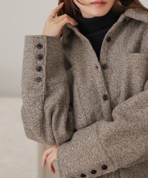 Bab（バブ）の「ループツイードシャツジャケット（その他アウター・レディース・アイボリー/ブラウン・FREE）」の8枚目の写真