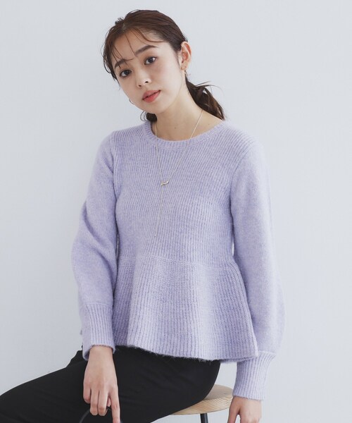 セール】ラメペプラムニットトップス【洗濯機洗い可】（ニット