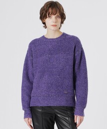 ニット/セーター（パープル/紫色系・ワンポイント）ファッション通販