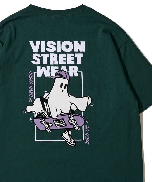 VISION STREET WEAR（ヴィジョンストリートウェア）の「【VISION STREET WEAR】オリジナルグラフィック フロッキープリントゴーストスケーターTシャツ / バックプリント（Tシャツ/カットソー・レディース・ホワイト/グリーン/ブラック・MEDIUM/LARGE/X-LARGE）」の3枚目の写真