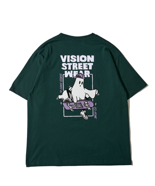 VISION STREET WEAR（ヴィジョンストリートウェア）の「【VISION STREET WEAR】オリジナルグラフィック フロッキープリントゴーストスケーターTシャツ / バックプリント（Tシャツ/カットソー・レディース・ホワイト/グリーン/ブラック・MEDIUM/LARGE/X-LARGE）」の9枚目の写真