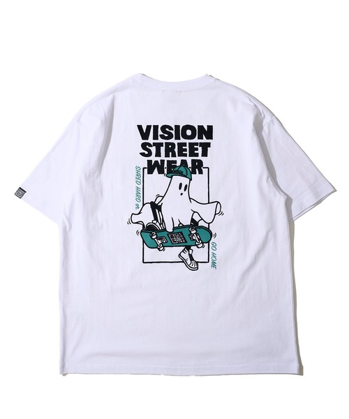 VISION STREET WEAR（ヴィジョンストリートウェア）の「【VISION STREET WEAR】オリジナルグラフィック フロッキープリントゴーストスケーターTシャツ / バックプリント（Tシャツ/カットソー・レディース・ホワイト/グリーン/ブラック・MEDIUM/LARGE/X-LARGE）」の5枚目の写真