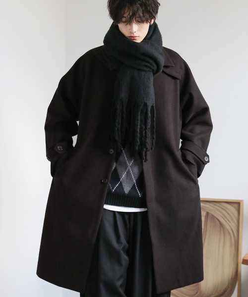 ASTRONOMY(アストロノミー)の「ビッグシルエットスタンドネック仕様2wayメルトンステンカラーコート(ステンカラーコート・メンズ・チャコール/モカ/ネイビー/ダークブラウン/アイボリー/ブラック/グレイッシュベージュ・S/M/L/XL)」の5枚目の写真
