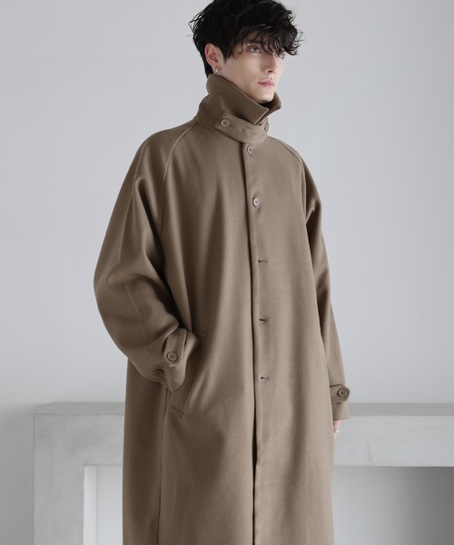 ASTRONOMY(アストロノミー)の「ビッグシルエットスタンドネック仕様2wayメルトンステンカラーコート(ステンカラーコート・メンズ・チャコール/モカ/ネイビー/ダークブラウン/アイボリー/ブラック/グレイッシュベージュ・S/M/L/XL)」の6枚目の写真