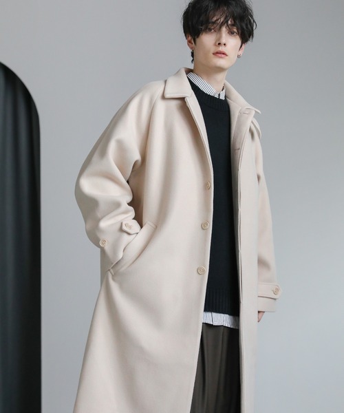 ASTRONOMY(アストロノミー)の「ビッグシルエットスタンドネック仕様2wayメルトンステンカラーコート(ステンカラーコート・メンズ・チャコール/モカ/ネイビー/ダークブラウン/アイボリー/ブラック/グレイッシュベージュ・S/M/L/XL)」の2枚目の写真