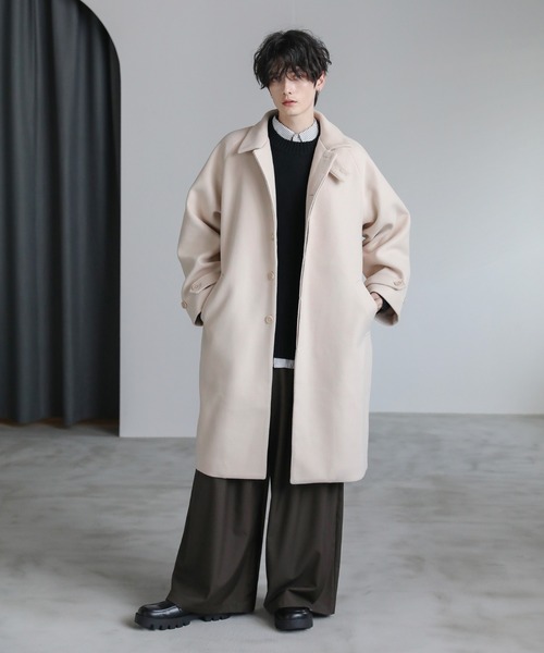 ASTRONOMY(アストロノミー)の「ビッグシルエットスタンドネック仕様2wayメルトンステンカラーコート(ステンカラーコート・メンズ・チャコール/モカ/ネイビー/ダークブラウン/アイボリー/ブラック/グレイッシュベージュ・S/M/L/XL)」の11枚目の写真