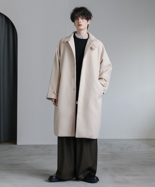 ASTRONOMY(アストロノミー)の「ビッグシルエットスタンドネック仕様2wayメルトンステンカラーコート(ステンカラーコート・メンズ・チャコール/モカ/ネイビー/ダークブラウン/アイボリー/ブラック/グレイッシュベージュ・S/M/L/XL)」の13枚目の写真