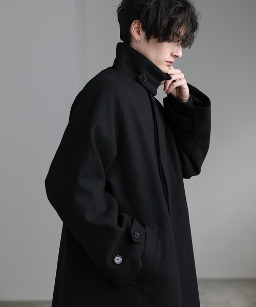 ASTRONOMY(アストロノミー)の「ビッグシルエットスタンドネック仕様2wayメルトンステンカラーコート(ステンカラーコート・メンズ・チャコール/モカ/ネイビー/ダークブラウン/アイボリー/ブラック/グレイッシュベージュ・S/M/L/XL)」の18枚目の写真