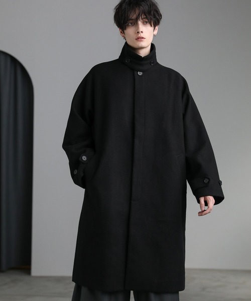 ASTRONOMY(アストロノミー)の「ビッグシルエットスタンドネック仕様2wayメルトンステンカラーコート(ステンカラーコート・メンズ・チャコール/モカ/ネイビー/ダークブラウン/アイボリー/ブラック/グレイッシュベージュ・S/M/L/XL)」の20枚目の写真
