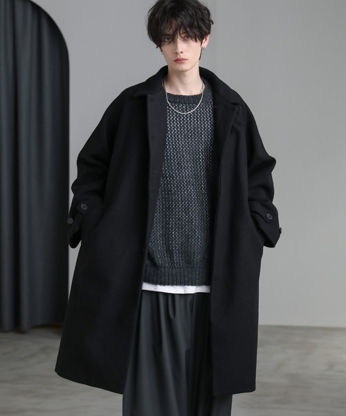 ASTRONOMY(アストロノミー)の「ビッグシルエットスタンドネック仕様2wayメルトンステンカラーコート(ステンカラーコート・メンズ・チャコール/モカ/ネイビー/ダークブラウン/アイボリー/ブラック/グレイッシュベージュ・S/M/L/XL)」の16枚目の写真