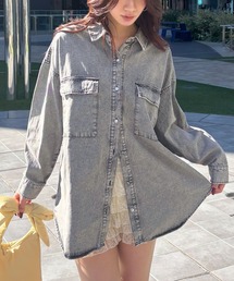 FOREVER 21 | 【2025SS】ビッグオーバーダイデニムシャツ(シャツ/ブラウス)