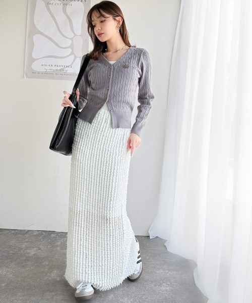 mily bilet(ミウィビレット)の「【mily bilet】華やかで魅力的。プチフリルIラインスカート(ロング丈)(スカート・レディース・アイボリー/ブラック・X-LARGE/SMALL/MEDIUM/LARGE)」の7枚目の写真