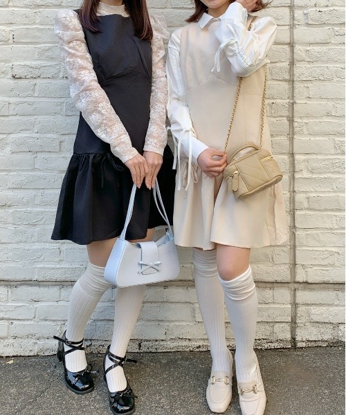 Silly（シリー）の「ノースリーブリボンミニワンピース（ワンピース・レディース・ホワイト/ブラック・FREE）」の19枚目の写真