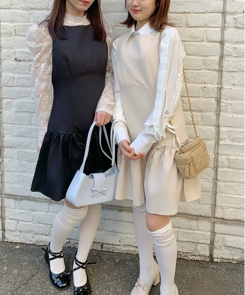 Silly（シリー）の「ノースリーブリボンミニワンピース（ワンピース・レディース・ホワイト/ブラック・FREE）」の17枚目の写真