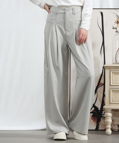 aimoha(アイモハ)の「aimoha/ストレートレッグワイドレッグパンツ(スラックス・レディース・ブラック/ベージュ/ミント/ライトパープル・SMALL/MEDIUM/LARGE/X-LARGE)」の1枚目の写真