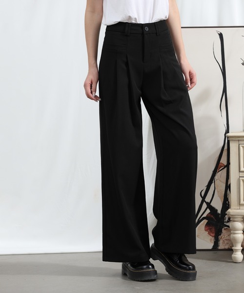 aimoha(アイモハ)の「aimoha/ストレートレッグワイドレッグパンツ(スラックス・レディース・ブラック/ベージュ/ミント/ライトパープル・SMALL/MEDIUM/LARGE/X-LARGE)」の2枚目の写真