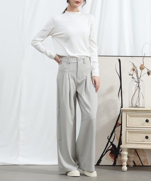 aimoha(アイモハ)の「aimoha/ストレートレッグワイドレッグパンツ(スラックス・レディース・ブラック/ベージュ/ミント/ライトパープル・SMALL/MEDIUM/LARGE/X-LARGE)」の12枚目の写真