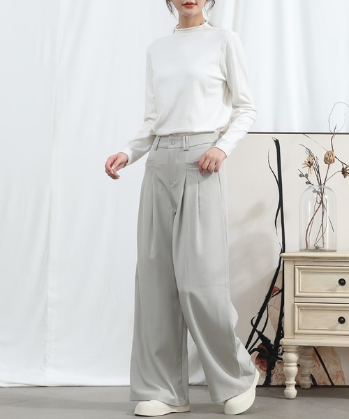 aimoha(アイモハ)の「aimoha/ストレートレッグワイドレッグパンツ(スラックス・レディース・ブラック/ベージュ/ミント/ライトパープル・SMALL/MEDIUM/LARGE/X-LARGE)」の14枚目の写真