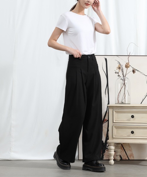aimoha(アイモハ)の「aimoha/ストレートレッグワイドレッグパンツ(スラックス・レディース・ブラック/ベージュ/ミント/ライトパープル・SMALL/MEDIUM/LARGE/X-LARGE)」の7枚目の写真