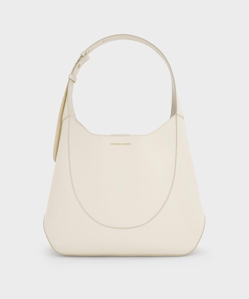CHARLES & KEITH(チャールズ & キース)の「Sigrid シグリッド ホーボーバッグ(ショルダーバッグ・レディース・クリーム/ダークパープル/スミクロ・L)」の2枚目の写真